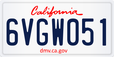 CA license plate 6VGW051