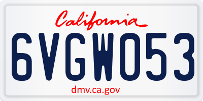 CA license plate 6VGW053