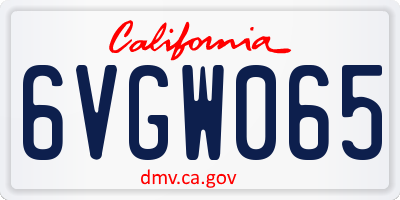 CA license plate 6VGW065