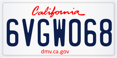 CA license plate 6VGW068