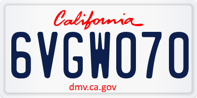 CA license plate 6VGW070