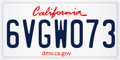 CA license plate 6VGW073