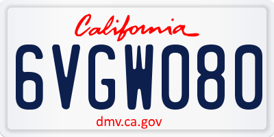 CA license plate 6VGW080