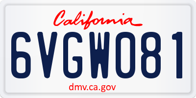 CA license plate 6VGW081