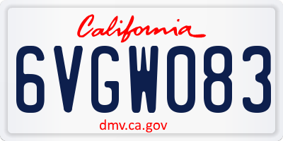 CA license plate 6VGW083