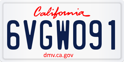CA license plate 6VGW091