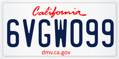 CA license plate 6VGW099