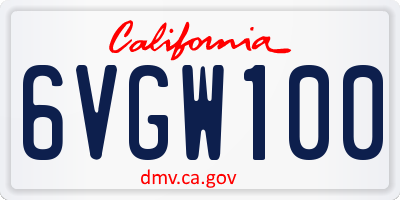 CA license plate 6VGW100