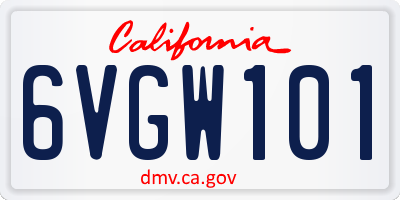 CA license plate 6VGW101