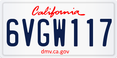 CA license plate 6VGW117