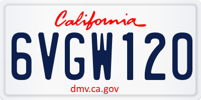 CA license plate 6VGW120