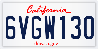CA license plate 6VGW130
