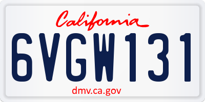 CA license plate 6VGW131