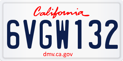 CA license plate 6VGW132