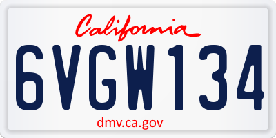 CA license plate 6VGW134