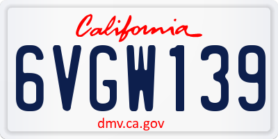 CA license plate 6VGW139