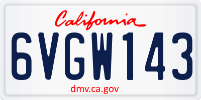 CA license plate 6VGW143