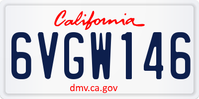 CA license plate 6VGW146