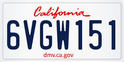 CA license plate 6VGW151