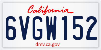 CA license plate 6VGW152