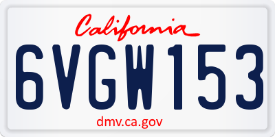 CA license plate 6VGW153