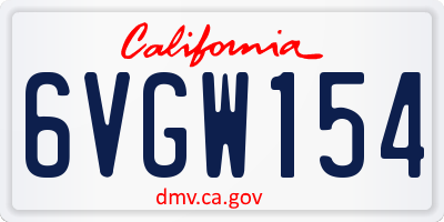 CA license plate 6VGW154