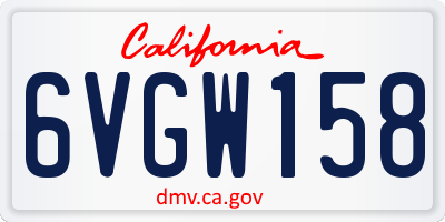 CA license plate 6VGW158
