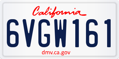 CA license plate 6VGW161