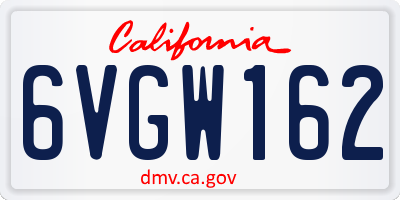 CA license plate 6VGW162