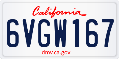 CA license plate 6VGW167