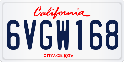 CA license plate 6VGW168