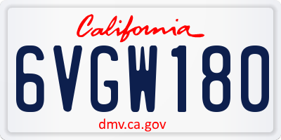 CA license plate 6VGW180