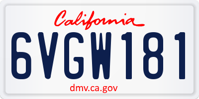 CA license plate 6VGW181