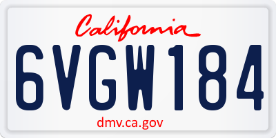 CA license plate 6VGW184