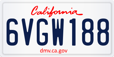 CA license plate 6VGW188