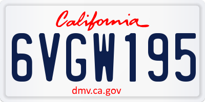 CA license plate 6VGW195