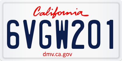 CA license plate 6VGW201