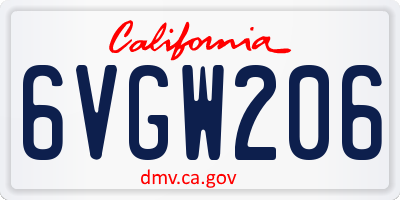 CA license plate 6VGW206