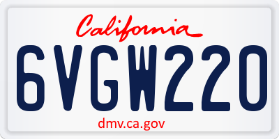 CA license plate 6VGW220