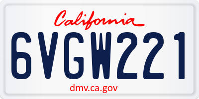 CA license plate 6VGW221
