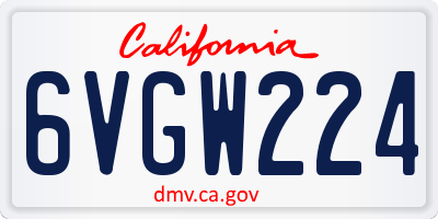 CA license plate 6VGW224