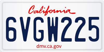 CA license plate 6VGW225