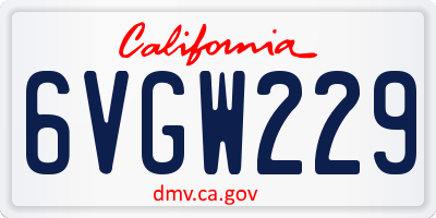 CA license plate 6VGW229