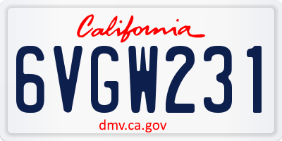 CA license plate 6VGW231