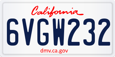 CA license plate 6VGW232