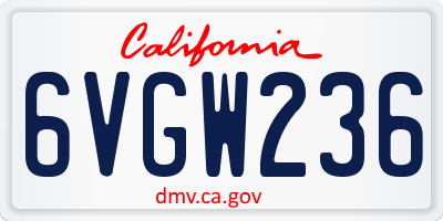 CA license plate 6VGW236