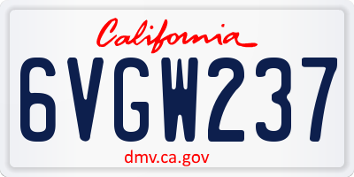 CA license plate 6VGW237