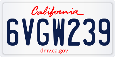 CA license plate 6VGW239