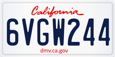 CA license plate 6VGW244