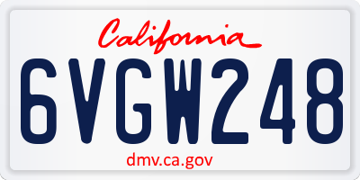 CA license plate 6VGW248